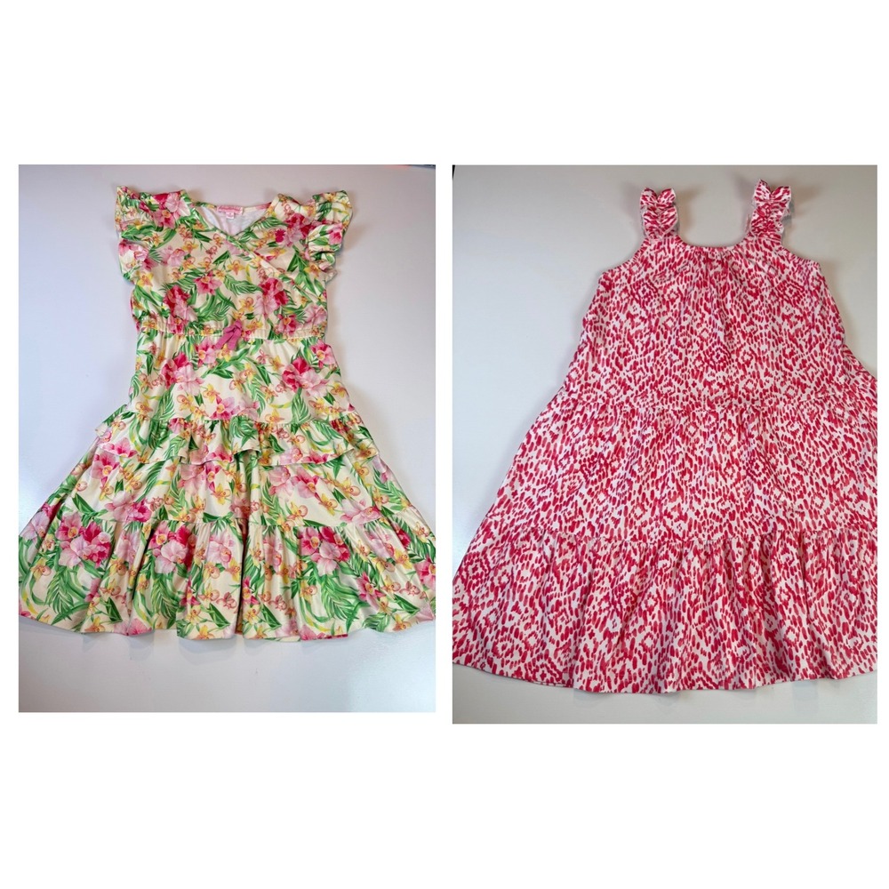 Bundle Tommy Bahama Kids Girls Tiered Dress sz 6 Red Green School Summer Casual